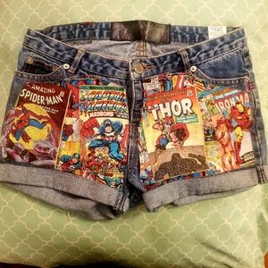 A-Stars custom Marvel Comics jean shorts